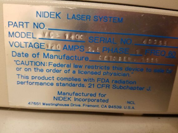 Nidek YC-1400 Yag Laser System