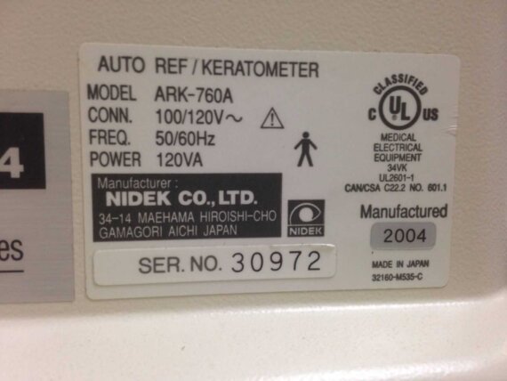 Nidek 760A Autorefractor Keratometer